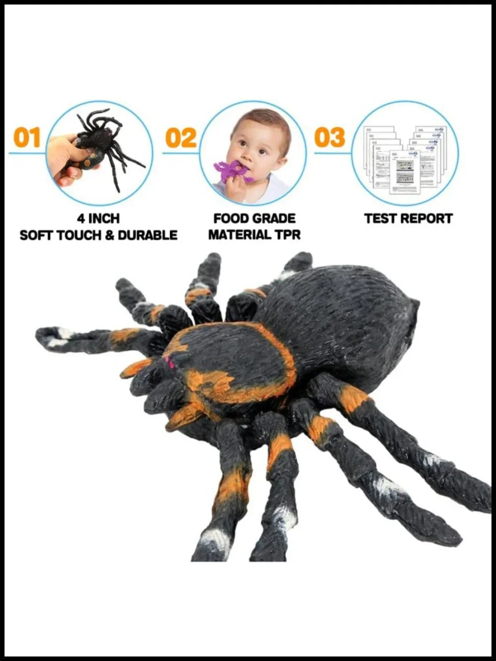 Realistic Rubber Spider Toys 8-Pack Stretchy Bendable Gag Prank Halloween Party